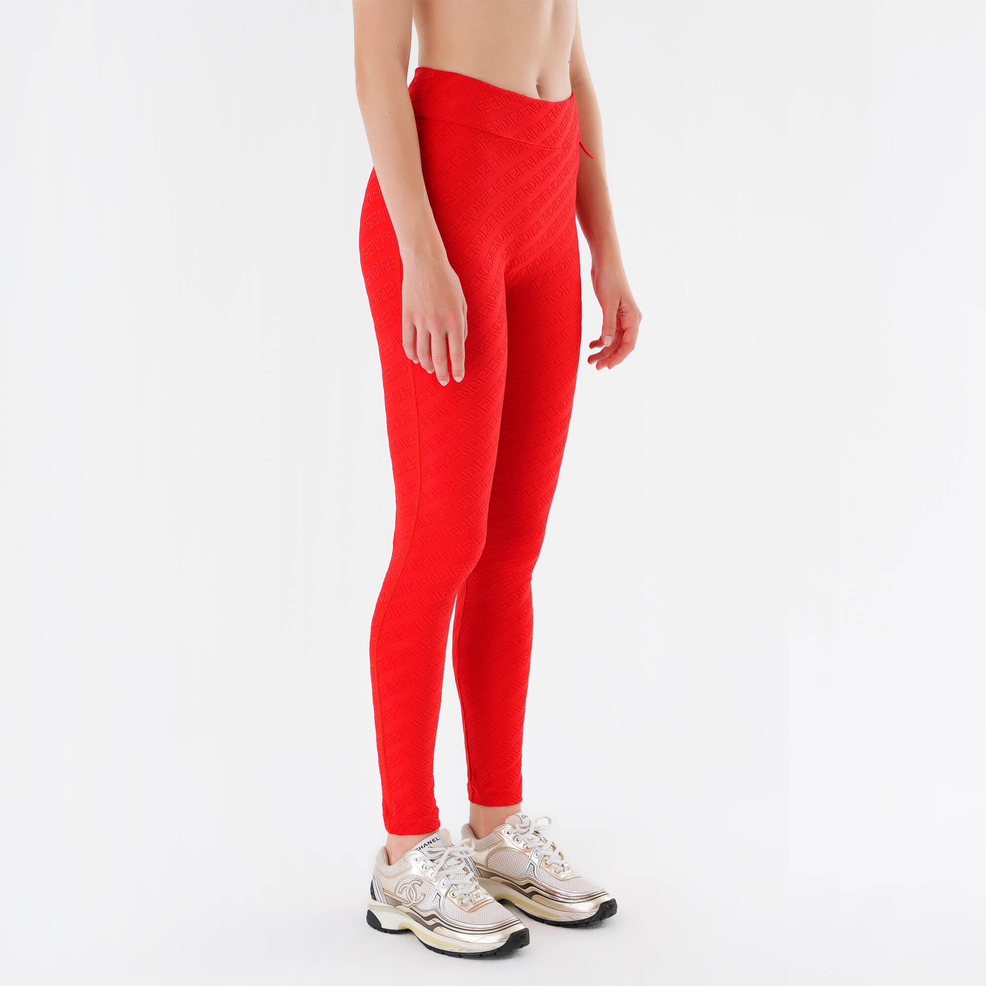 Fendi - Red Logo Leggings M